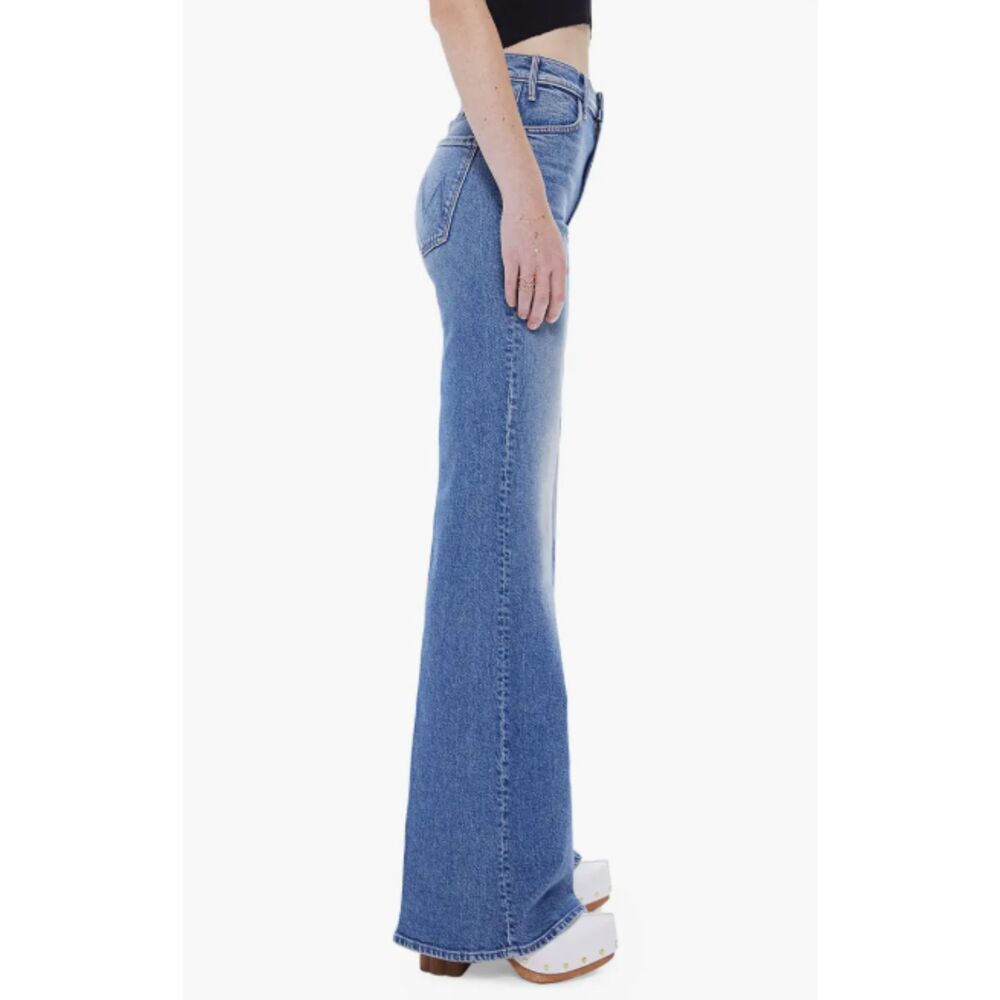 MOTHER  The Hustler Roller Heel High Waist Flare Jeans Tropic Like It's Hot 34 - Picture 10 of 10